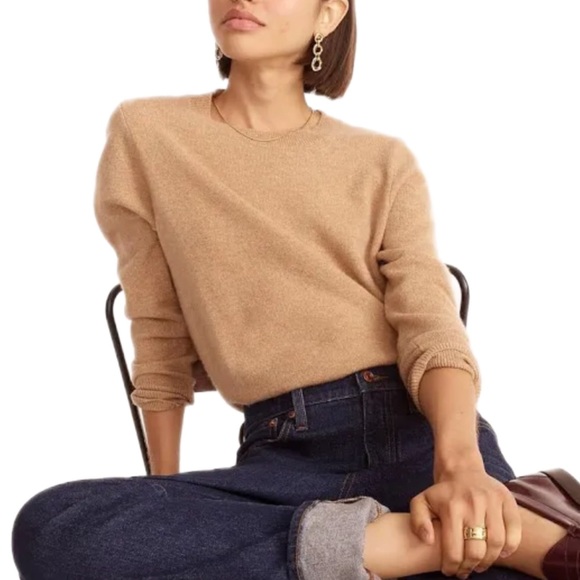J. Crew Sweaters - J. CREW CLASSIC CARAMEL CREW NECK 100% CASHMERE SWEATER SIZE M